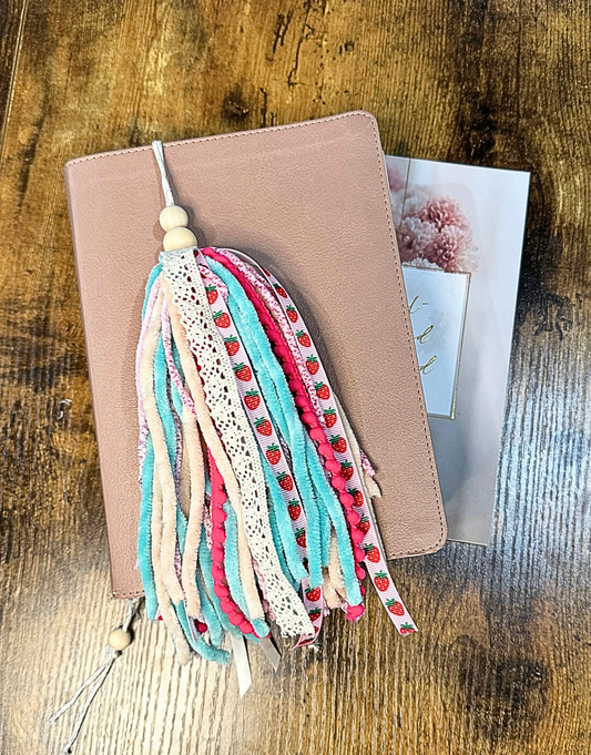 Tassel Bookmark | Handmade | Ribbon Bookmark | Bible Bookmark | Strawberry