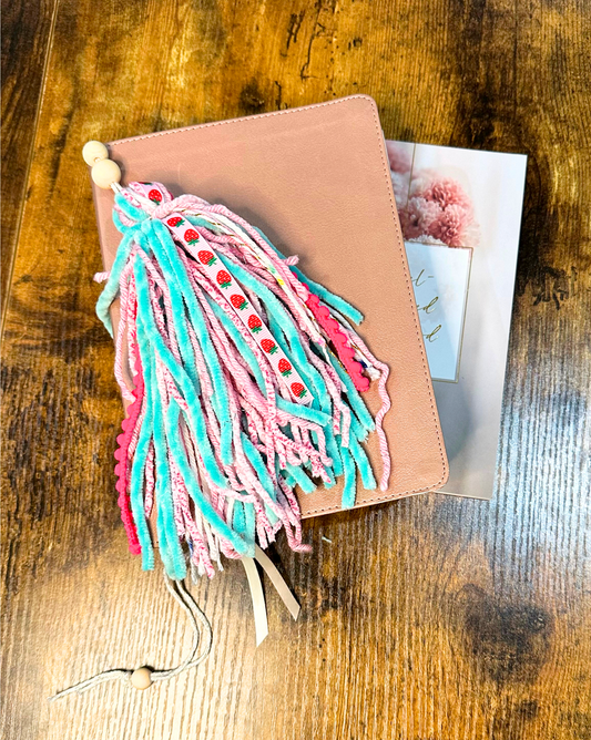 Tassel Bookmark | Handmade | Ribbon Bookmark | Bible Bookmark | Strawberry