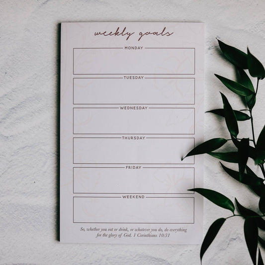 Weekly Goals Notepad | Blush Floral