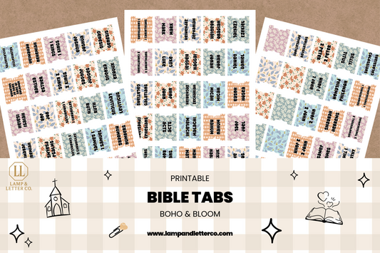 Printable Bible Tabs | Cute Bible Tabs for Women & Teens | Floral, Boho, Stripes | DIY Bible Journaling & Christian Planner Tabs